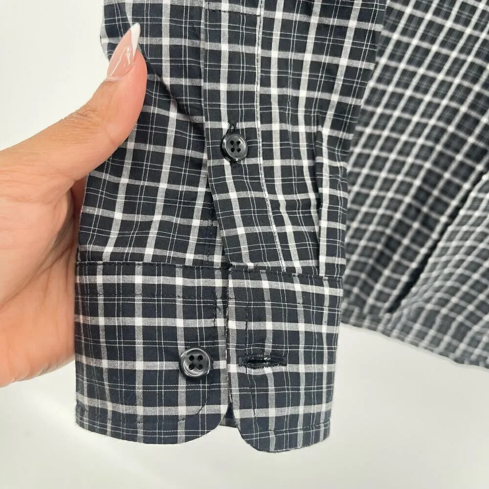 Ralph Lauren Boy’s Black White Gingham Long Sleeve Button Front Top Size 10/12